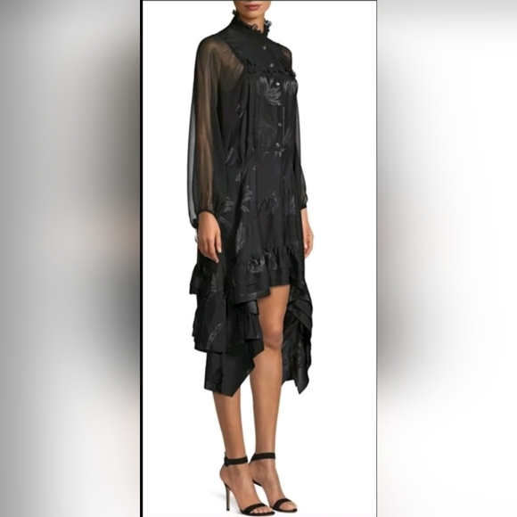 NWT Coach Runway Black Palm Tree Dress RARE Size 4 High Low - Picture 4 of 10